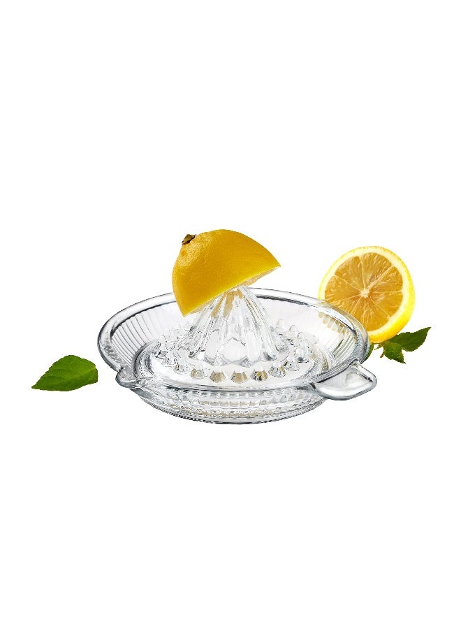 DESTALYA Lemon Squeezer | Citrus Juicer Hand | Crystal Reamer, Manual Extractor with Handle | Pour Spout for Fresh Fruit Juice Lime Orange | Heavyweight Clear Glass - Image 1